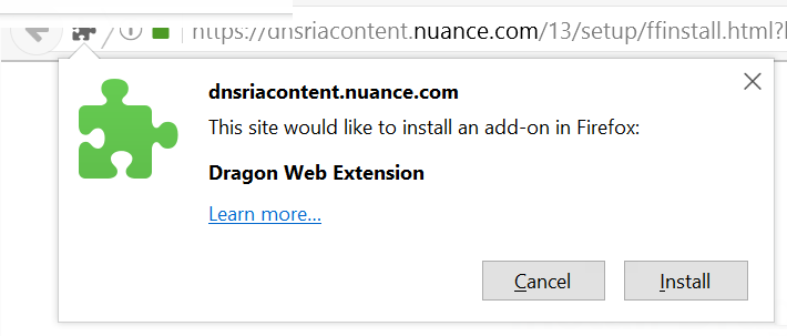 Install Dragon web extension for Firefox
