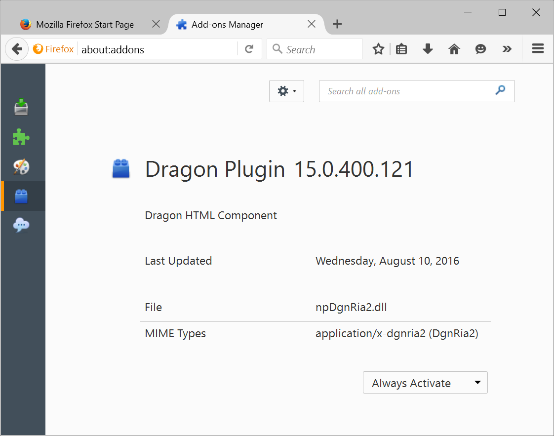 Install Dragon web extension for Firefox